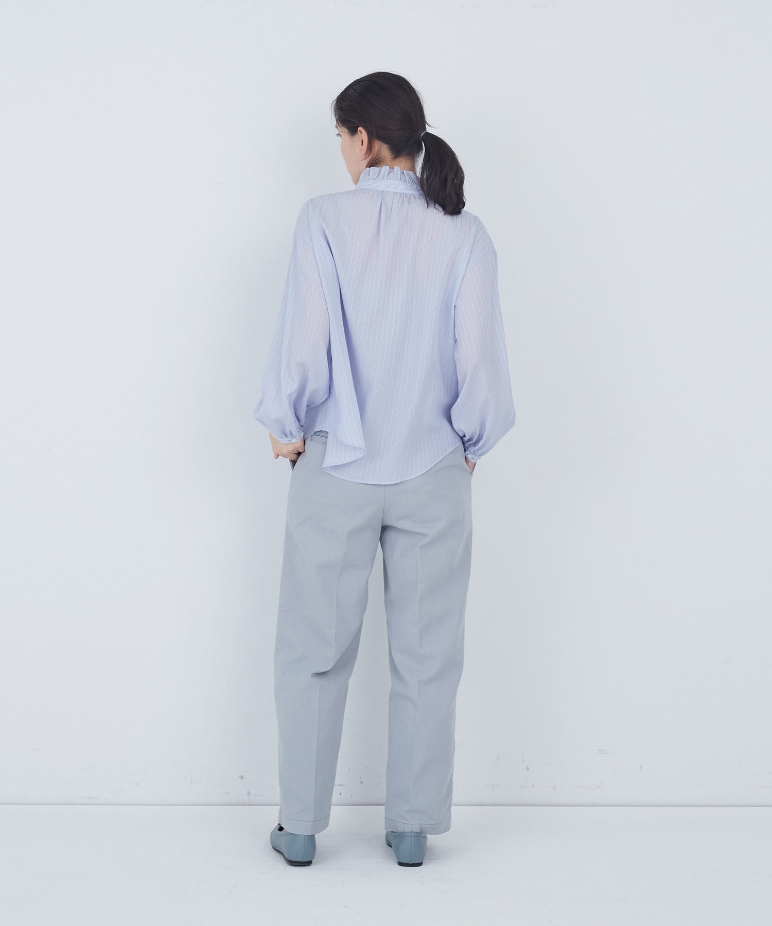 【ADIEU TRISTESSE】ストライプフリルブラウス 詳細画像 ブルー系その他 9