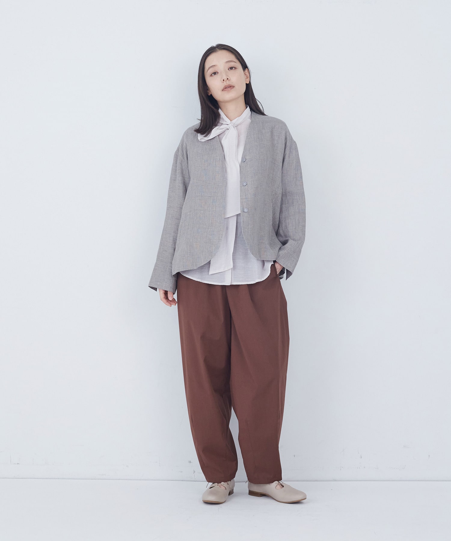 【ADIEU TRISTESSE】ラグランスリーブボウタイブラウス 詳細画像 ベージュ系その他 4