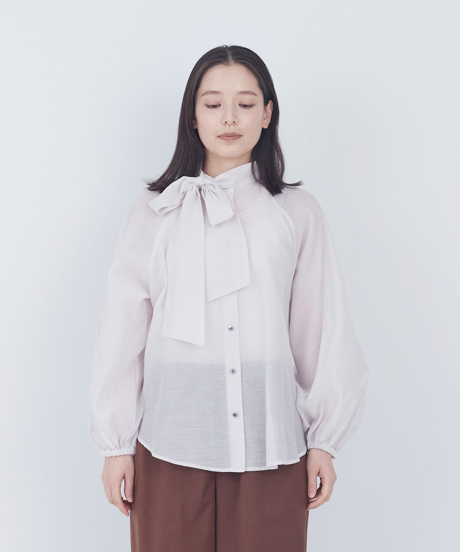 【ADIEU TRISTESSE】ラグランスリーブボウタイブラウス 詳細画像 ベージュ系その他 5