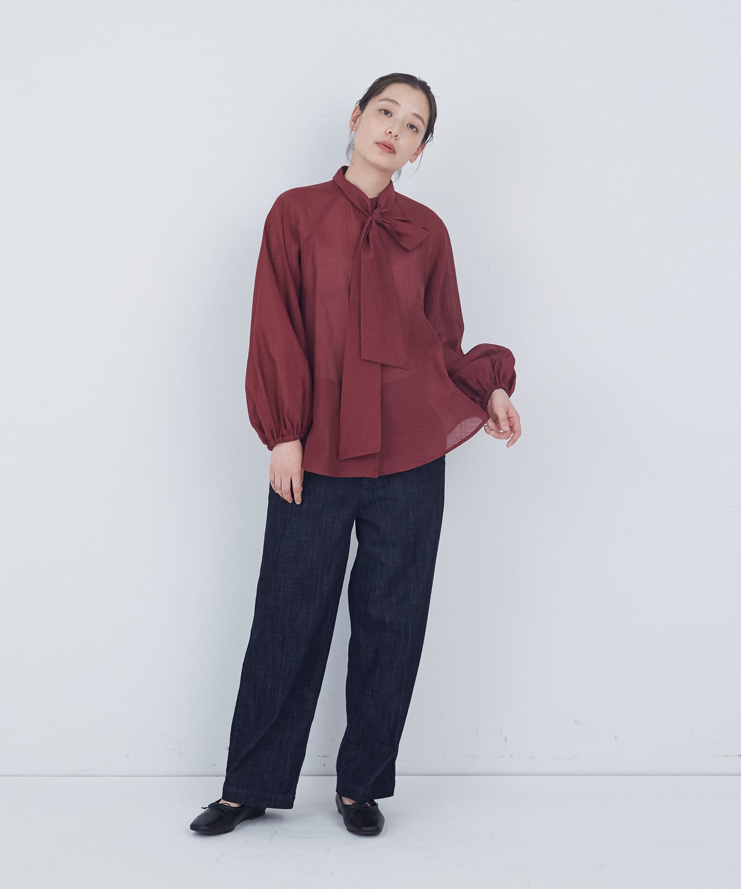 【ADIEU TRISTESSE】ラグランスリーブボウタイブラウス 詳細画像 ベージュ系その他 8