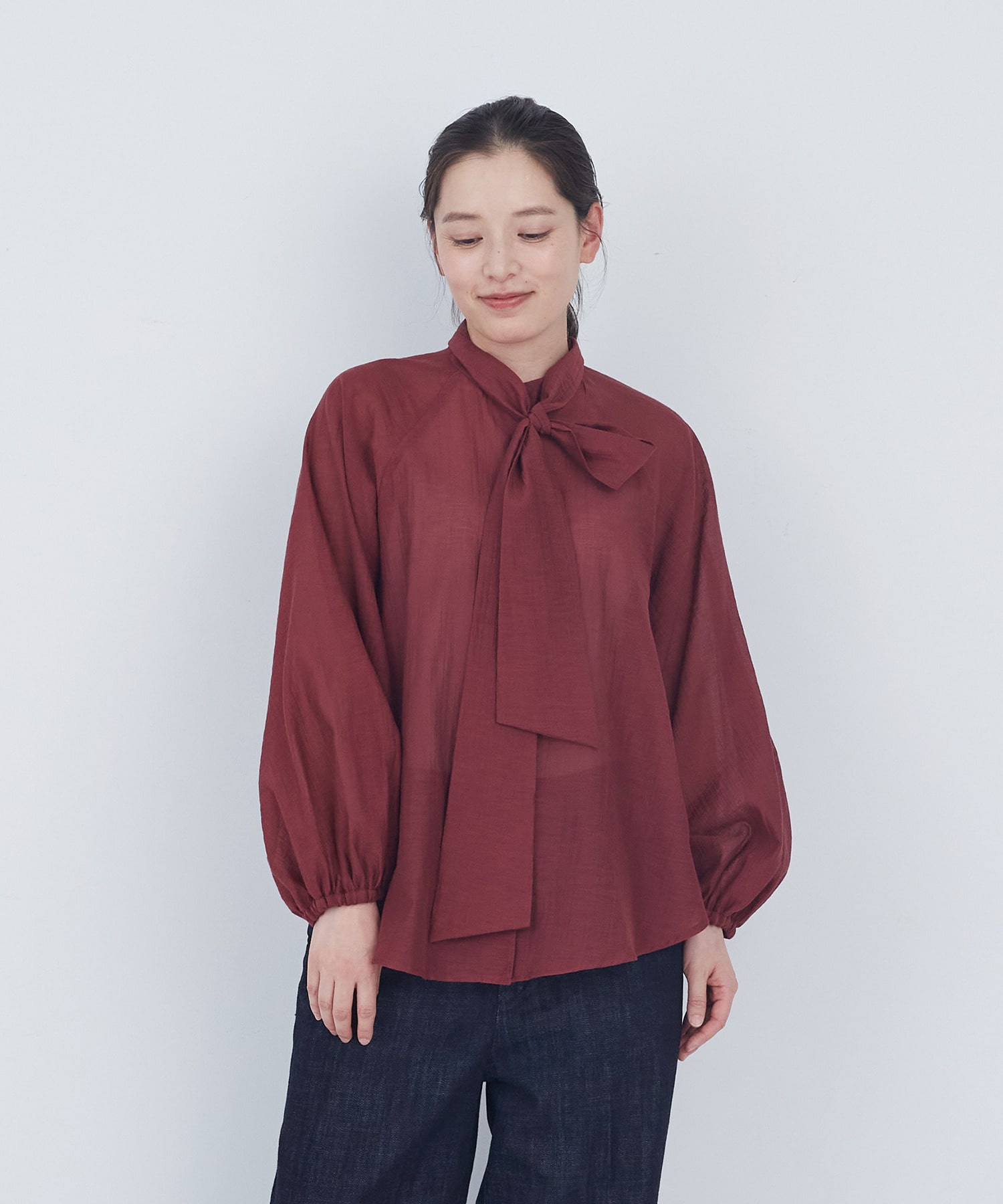 【ADIEU TRISTESSE】ラグランスリーブボウタイブラウス 詳細画像 レッド 1