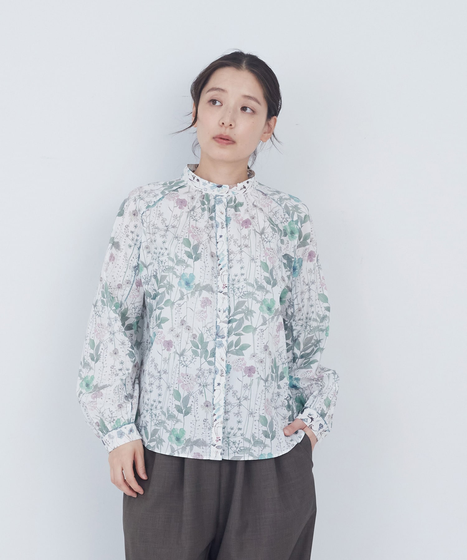 【ADIEU TRISTESSE】リバティプリントパッチワークブラウス 詳細画像 ブルー系その他 1