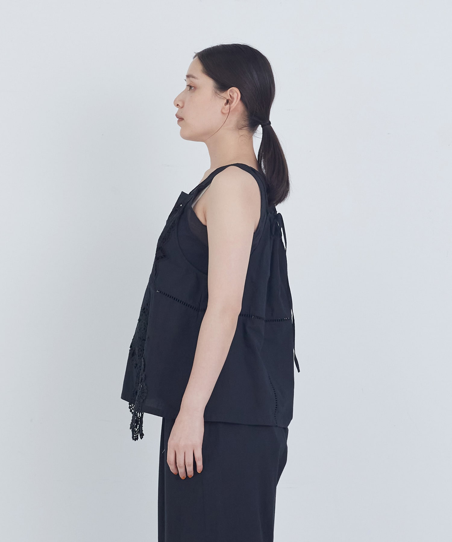 【ADIEU TRISTESSE】ポプリン刺繍キャミソール 詳細画像 ブラック 12