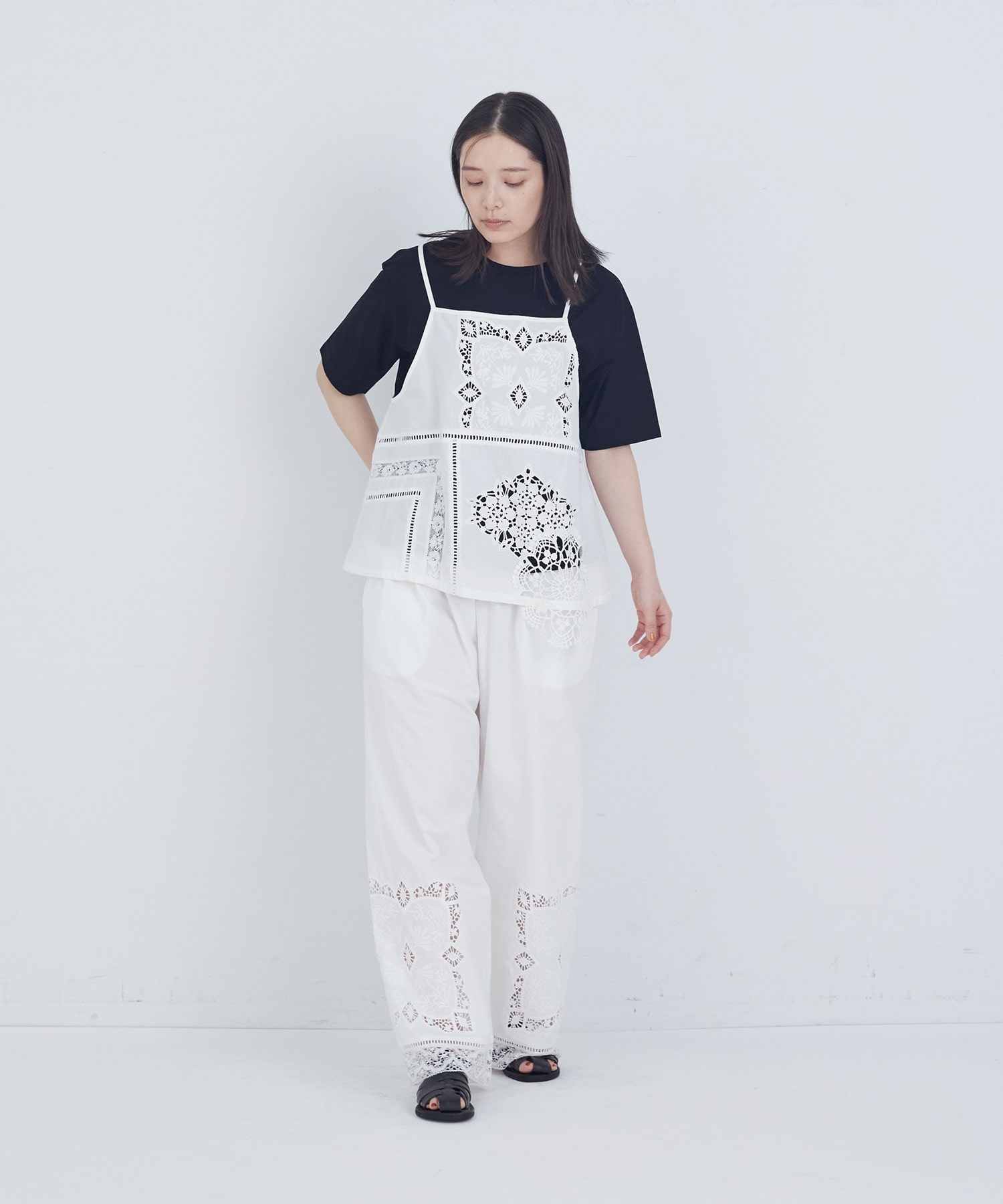 【ADIEU TRISTESSE】ポプリン刺繍キャミソール 詳細画像 ブラック 14