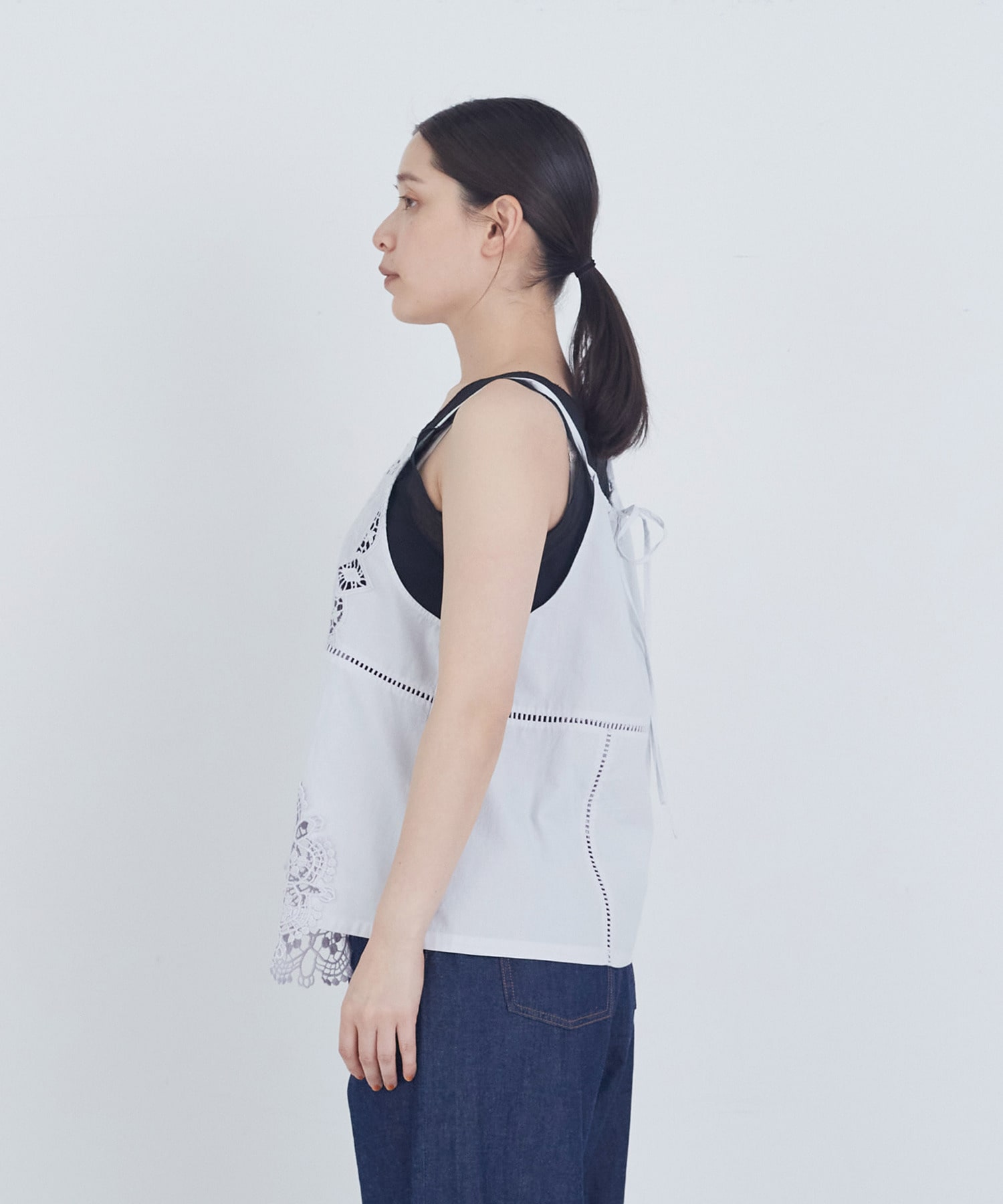 【ADIEU TRISTESSE】ポプリン刺繍キャミソール 詳細画像 ブラック 6