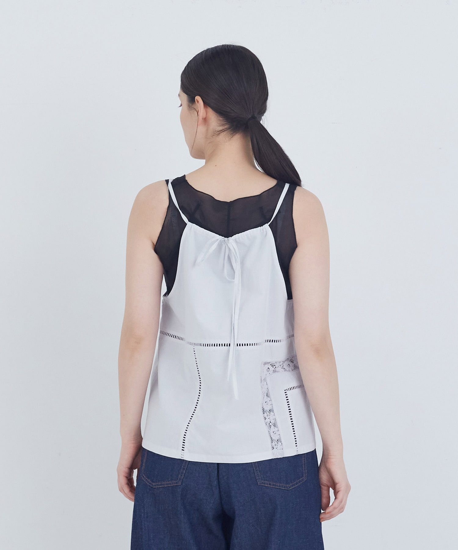 【ADIEU TRISTESSE】ポプリン刺繍キャミソール 詳細画像 ブラック 7