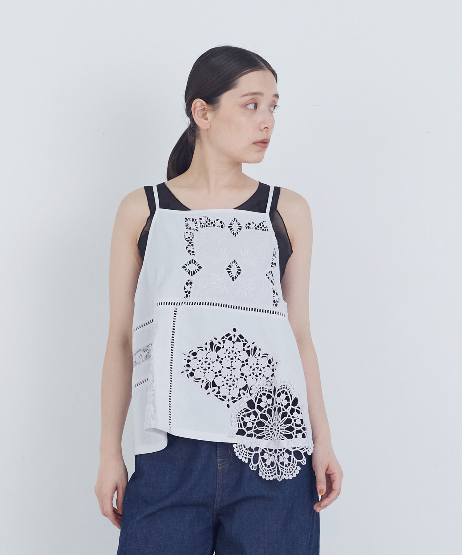 【ADIEU TRISTESSE】ポプリン刺繍キャミソール 詳細画像 ブル－グレ－ 1