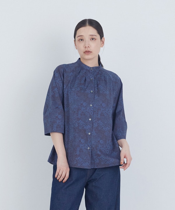 コットンフロントタックブラウス 詳細画像 ネイビー 1