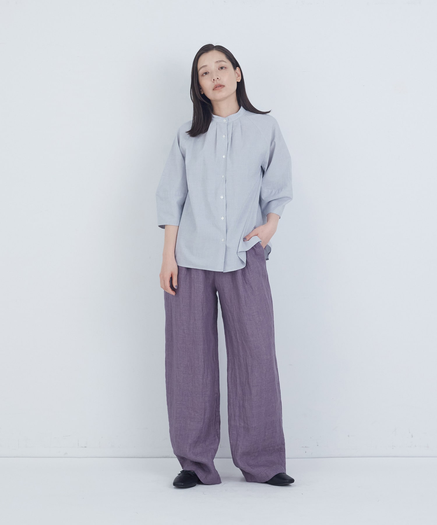 【ADIEU TRISTESSE】コットンフロントタックブラウス 詳細画像 ネイビー 8