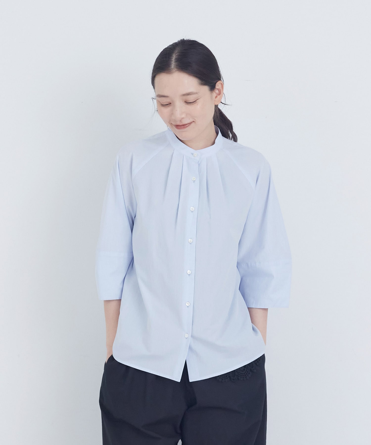 【ADIEU TRISTESSE】コットンフロントタックブラウス 詳細画像 サックスブルー 1