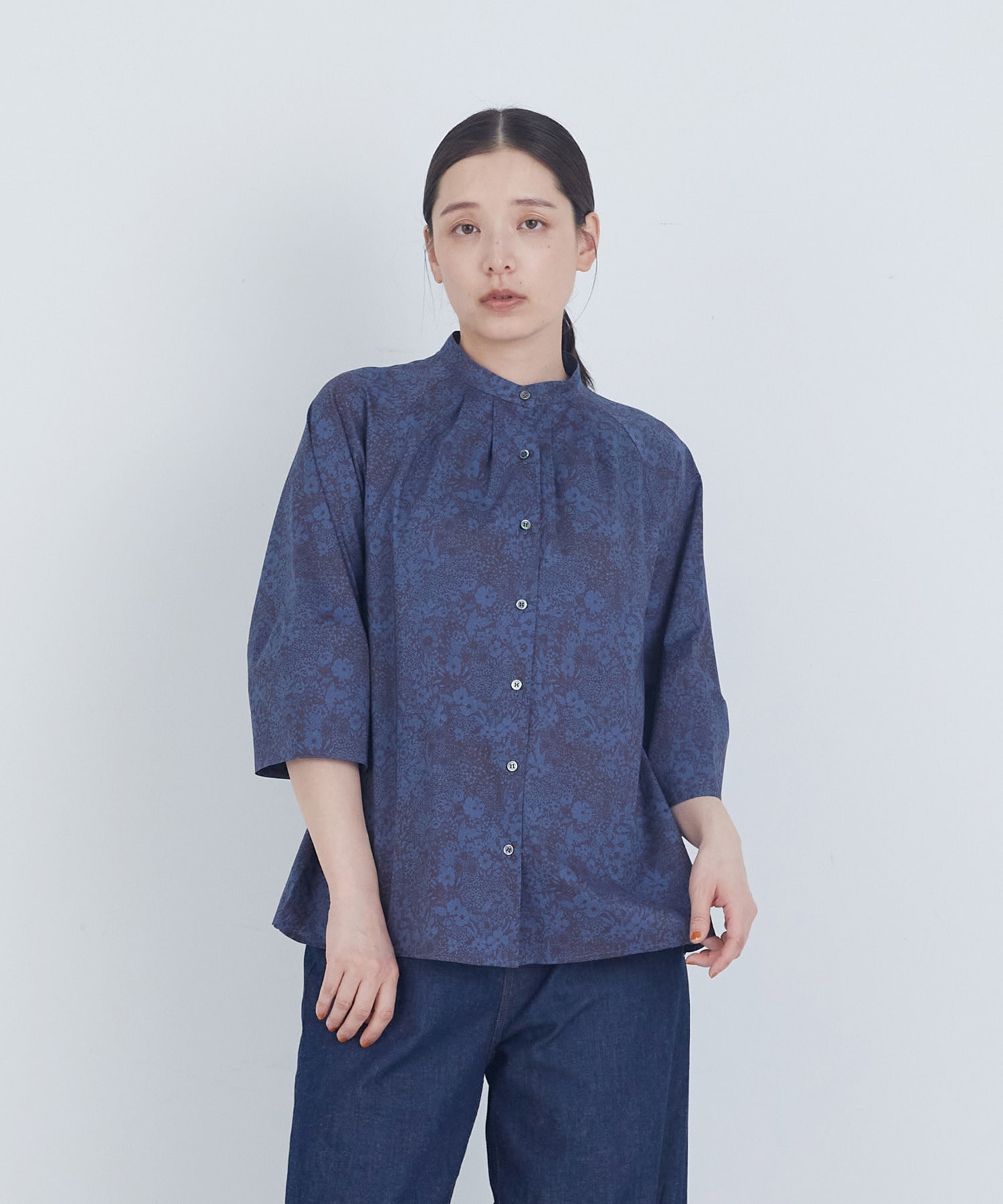 【ADIEU TRISTESSE】コットンフロントタックブラウス 詳細画像 ネイビー 1