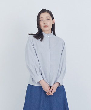 【ADIEU TRISTESSE】コットンフリルカラーブラウス 詳細画像 ライトグレー 1