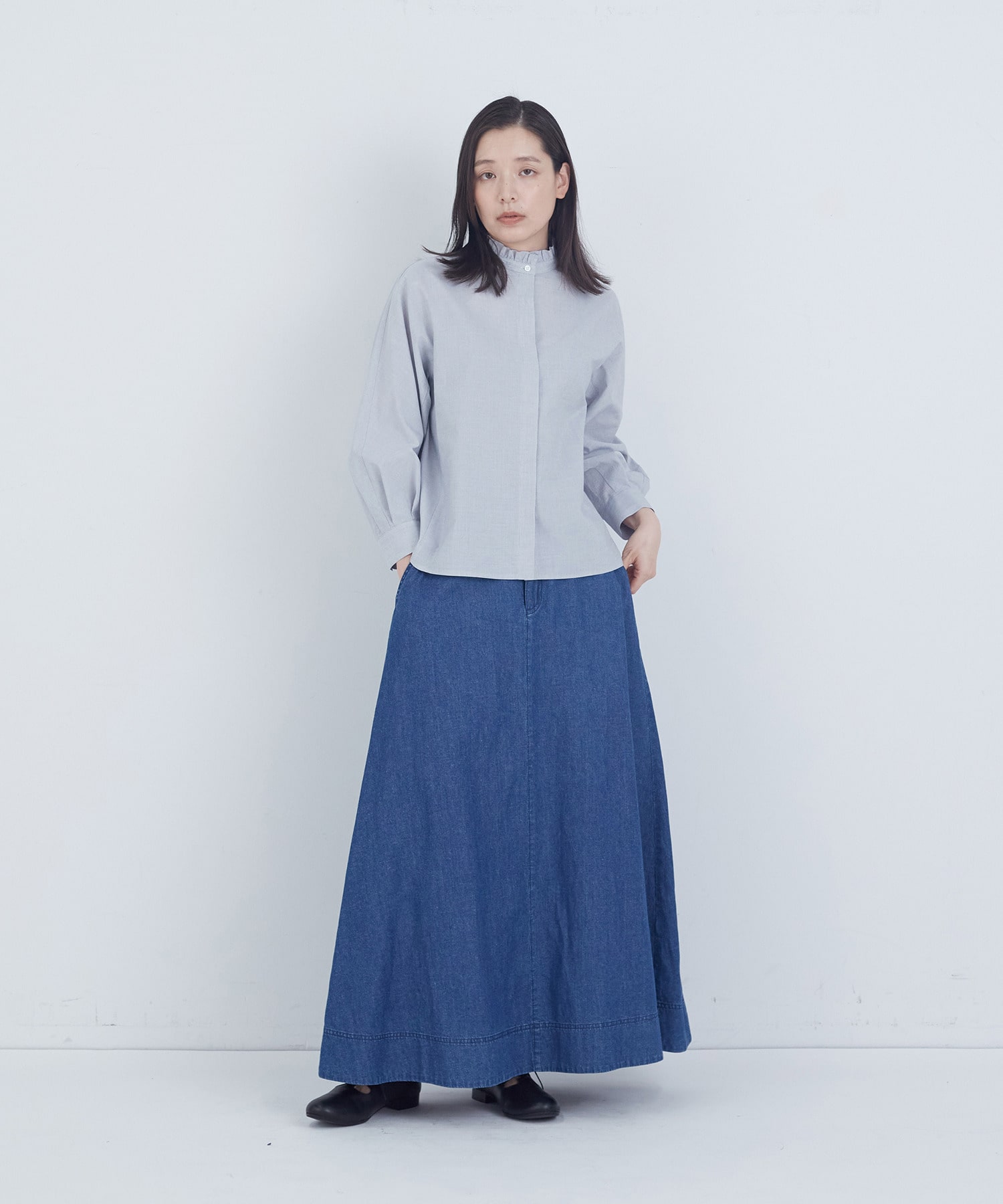 【ADIEU TRISTESSE】コットンフリルカラーブラウス 詳細画像 ライトグレー 1