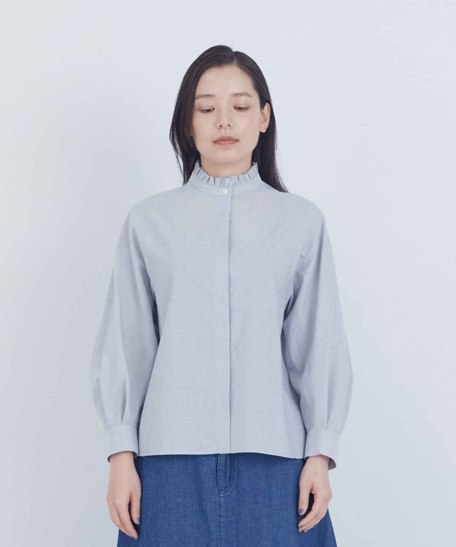 【ADIEU TRISTESSE】コットンフリルカラーブラウス 詳細画像 ライトグレー 4