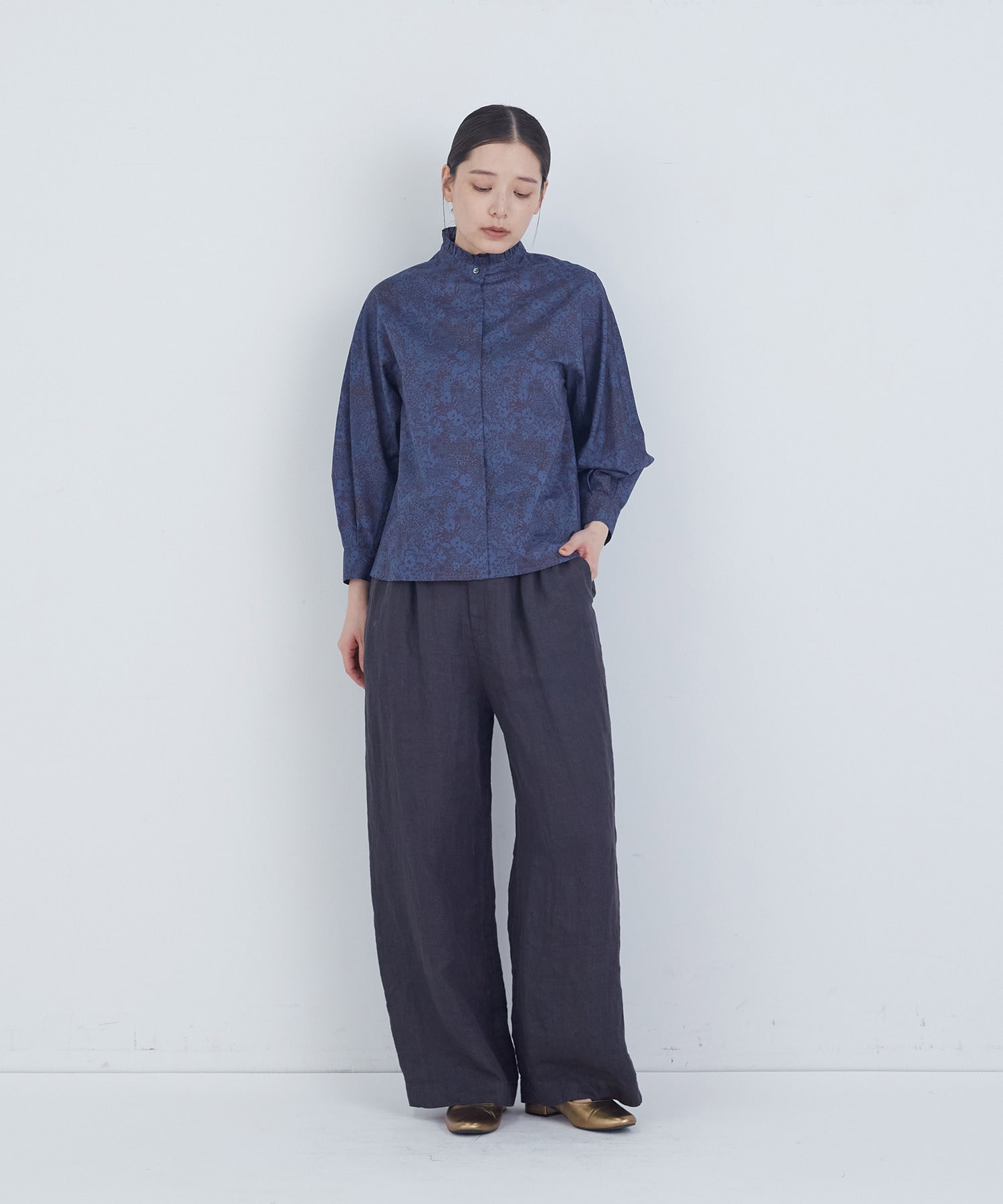 【ADIEU TRISTESSE】コットンフリルカラーブラウス 詳細画像 ライトグレー 7