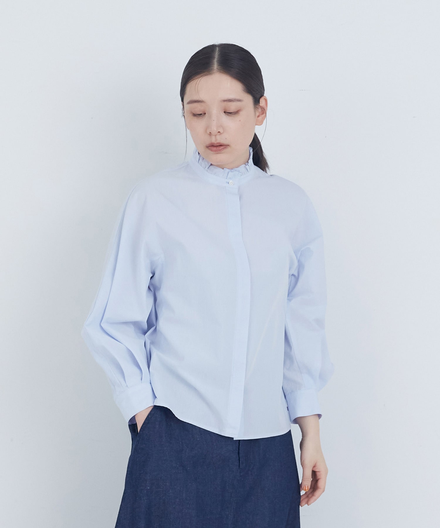 【ADIEU TRISTESSE】コットンフリルカラーブラウス 詳細画像 サックスブルー 1