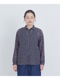 【ADIEU TRISTESSE】シアーエンブロイダリーシャツ 詳細画像 チャコールグレー 5