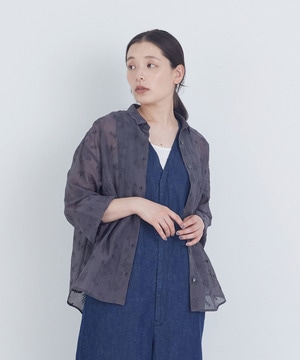 【ADIEU TRISTESSE】シアーエンブロイダリーシャツ 詳細画像 チャコールグレー 1