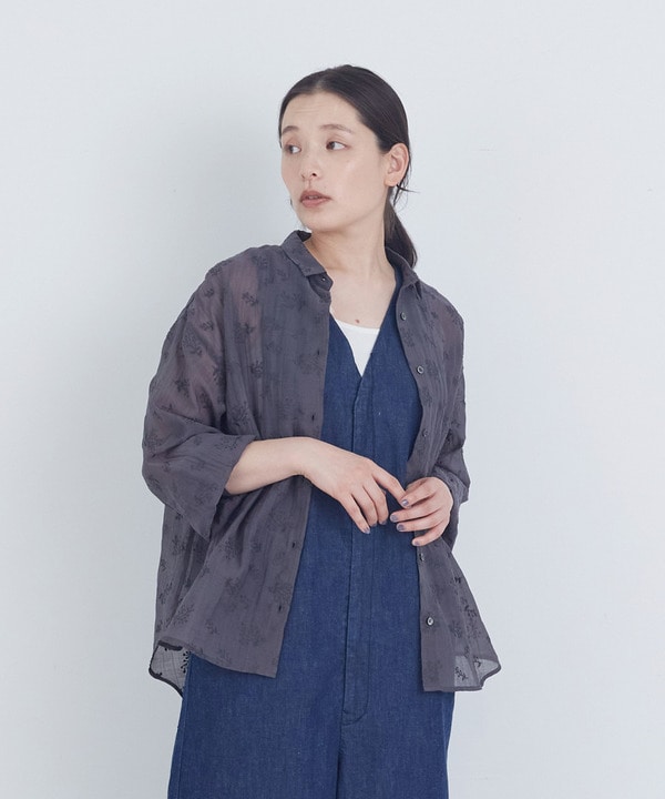 シアーエンブロイダリーシャツ 詳細画像 チャコールグレー 1