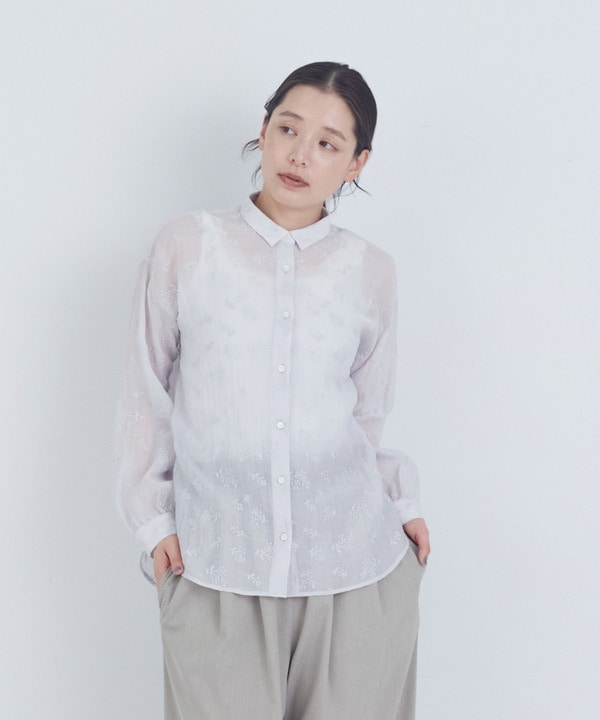 【ADIEU TRISTESSE】シアーエンブロイダリーシャツ