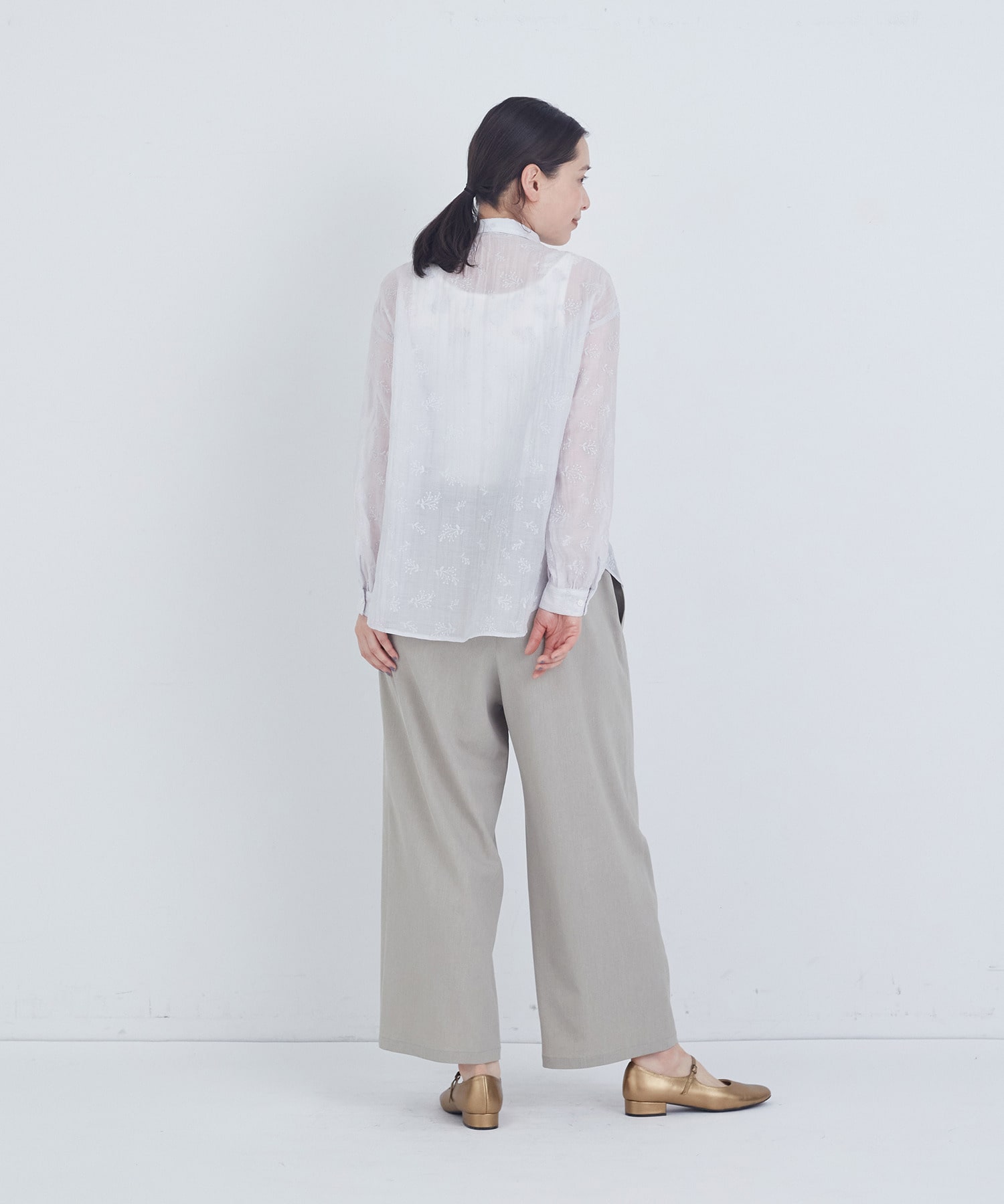 【ADIEU TRISTESSE】シアーエンブロイダリーシャツ 詳細画像 チャコールグレー 10