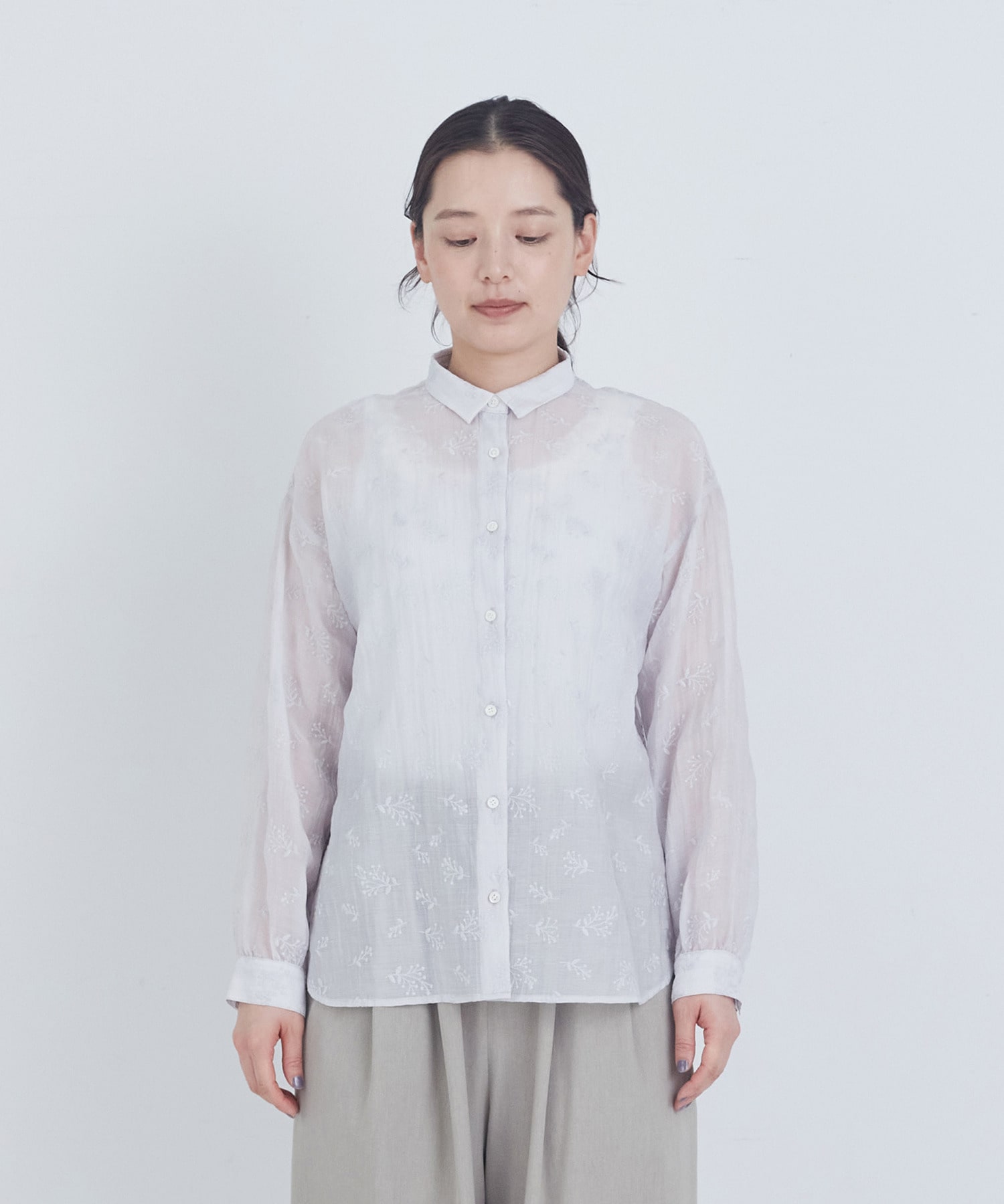 【ADIEU TRISTESSE】シアーエンブロイダリーシャツ 詳細画像 チャコールグレー 11