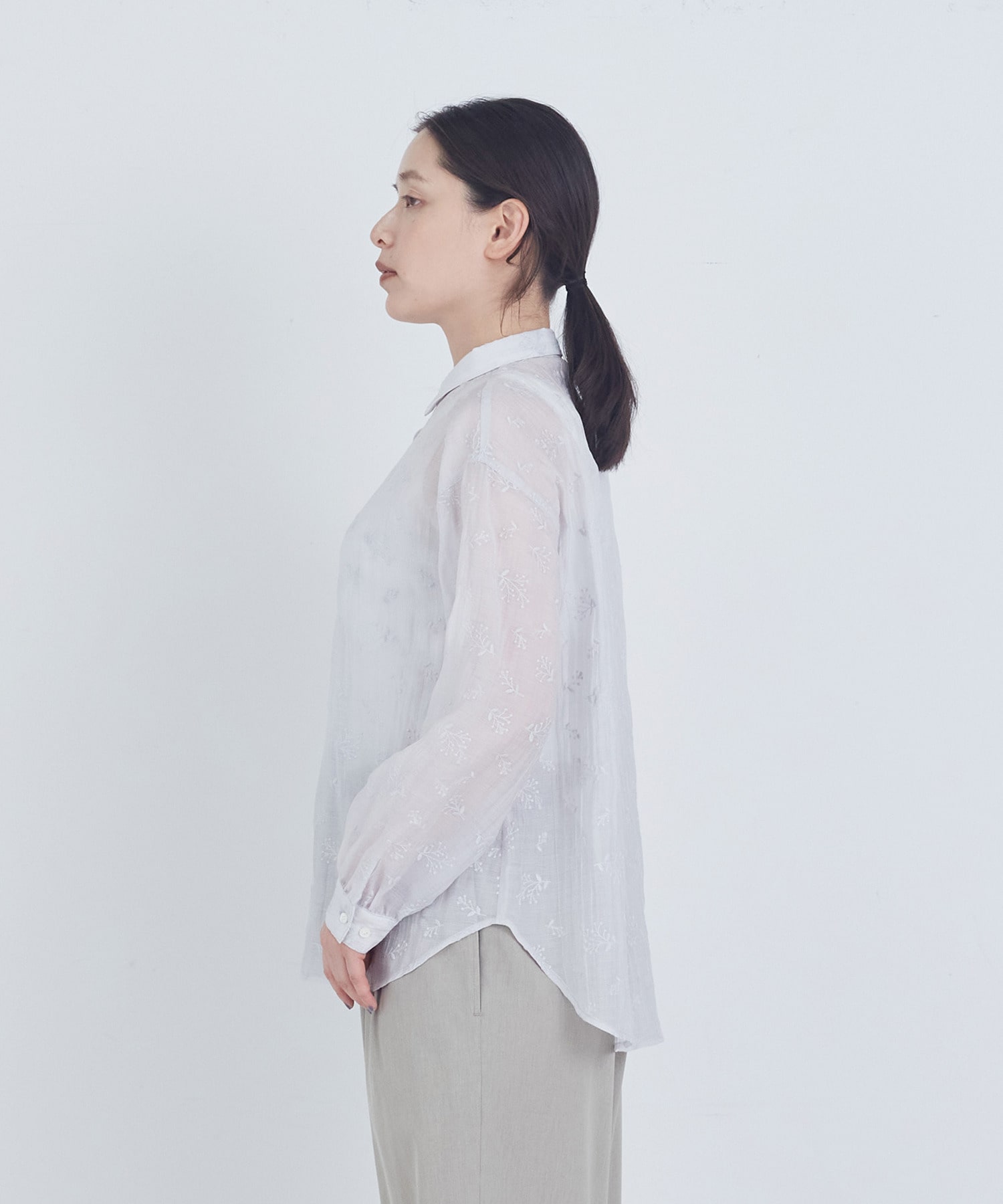 【ADIEU TRISTESSE】シアーエンブロイダリーシャツ 詳細画像 チャコールグレー 12