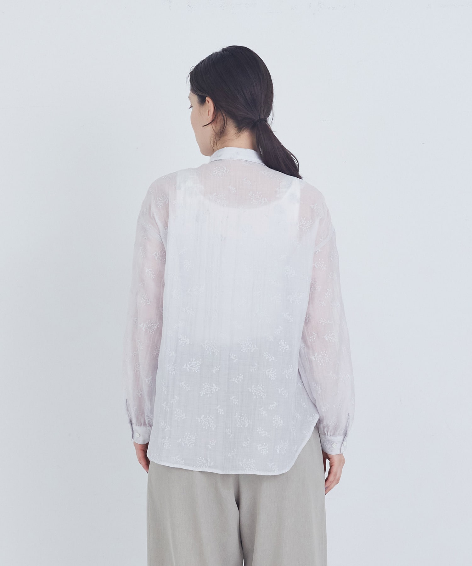 【ADIEU TRISTESSE】シアーエンブロイダリーシャツ 詳細画像 チャコールグレー 13