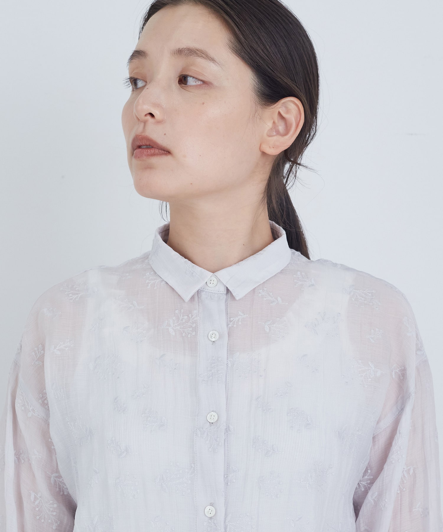 【ADIEU TRISTESSE】シアーエンブロイダリーシャツ 詳細画像 チャコールグレー 14