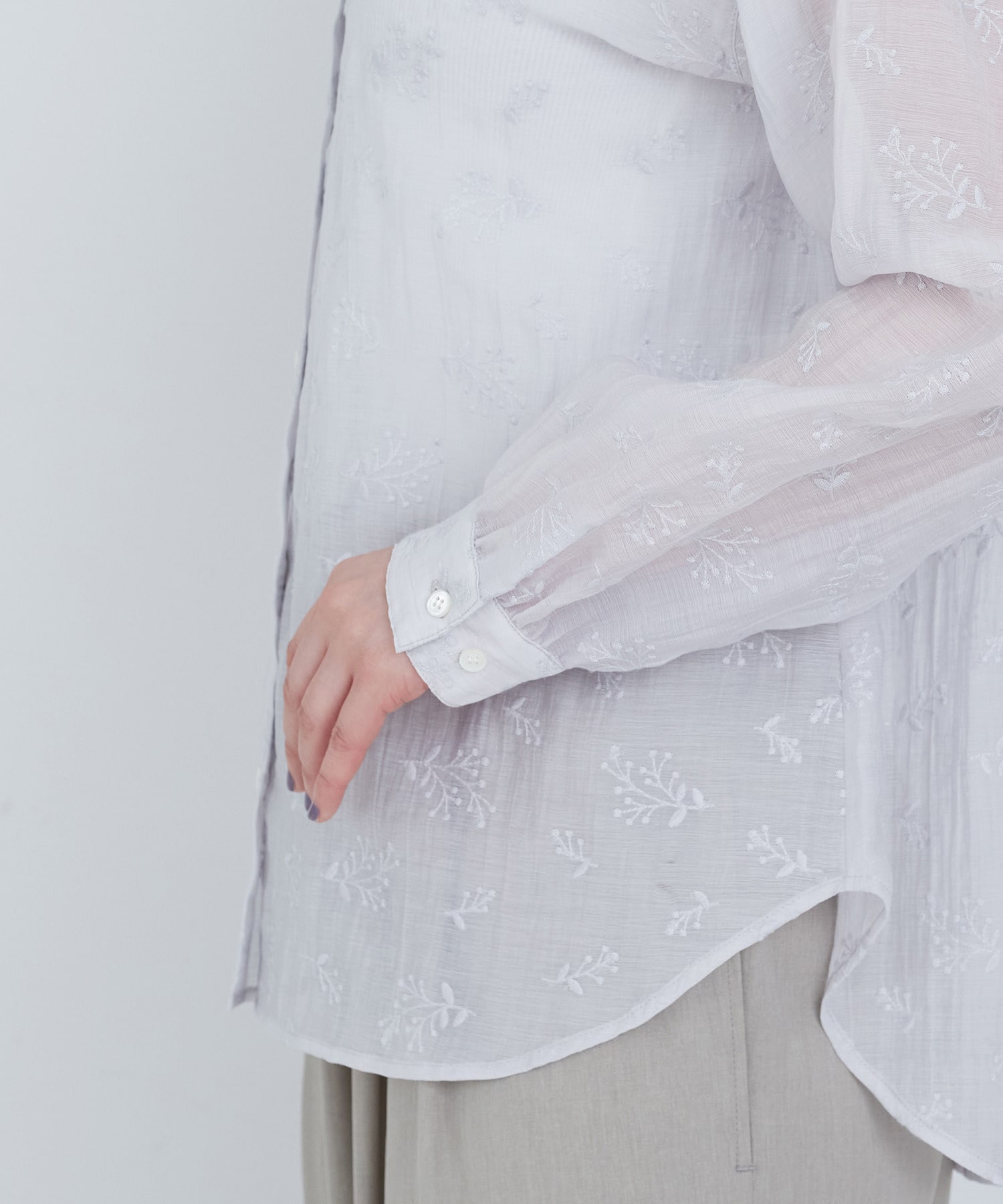 【ADIEU TRISTESSE】シアーエンブロイダリーシャツ 詳細画像 チャコールグレー 16