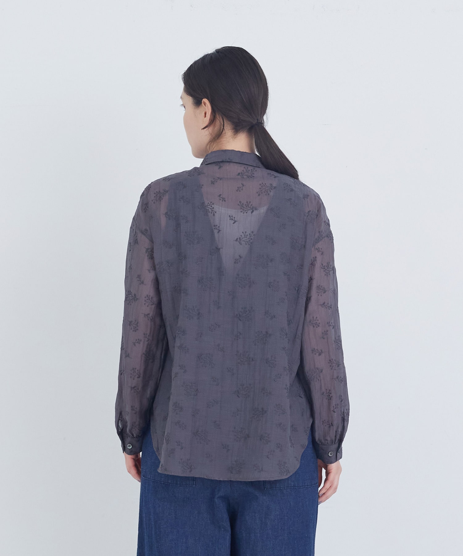 【ADIEU TRISTESSE】シアーエンブロイダリーシャツ 詳細画像 チャコールグレー 7