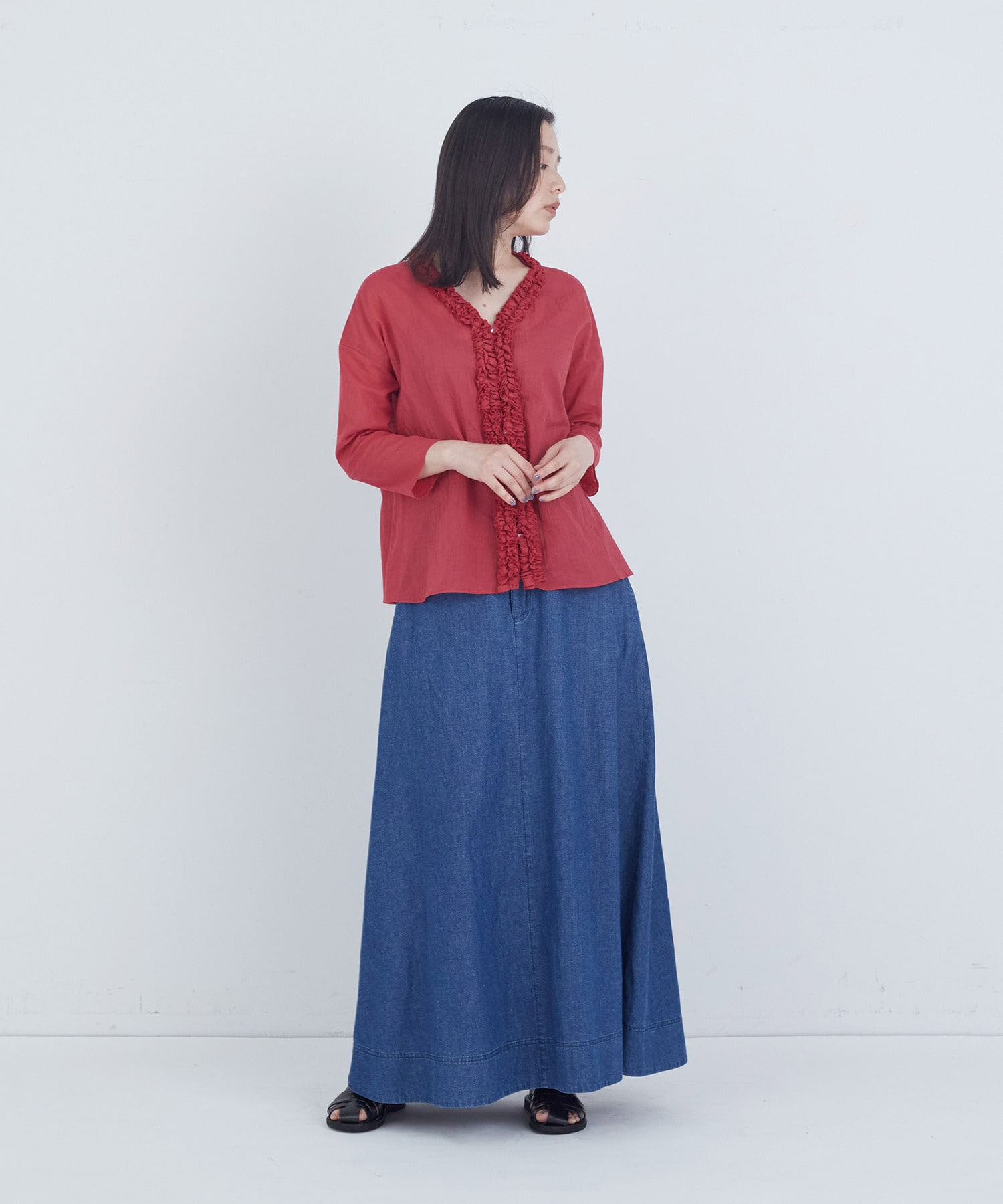 【ADIEU TRISTESSE】フリルトリミングブラウス 詳細画像 レッド 14