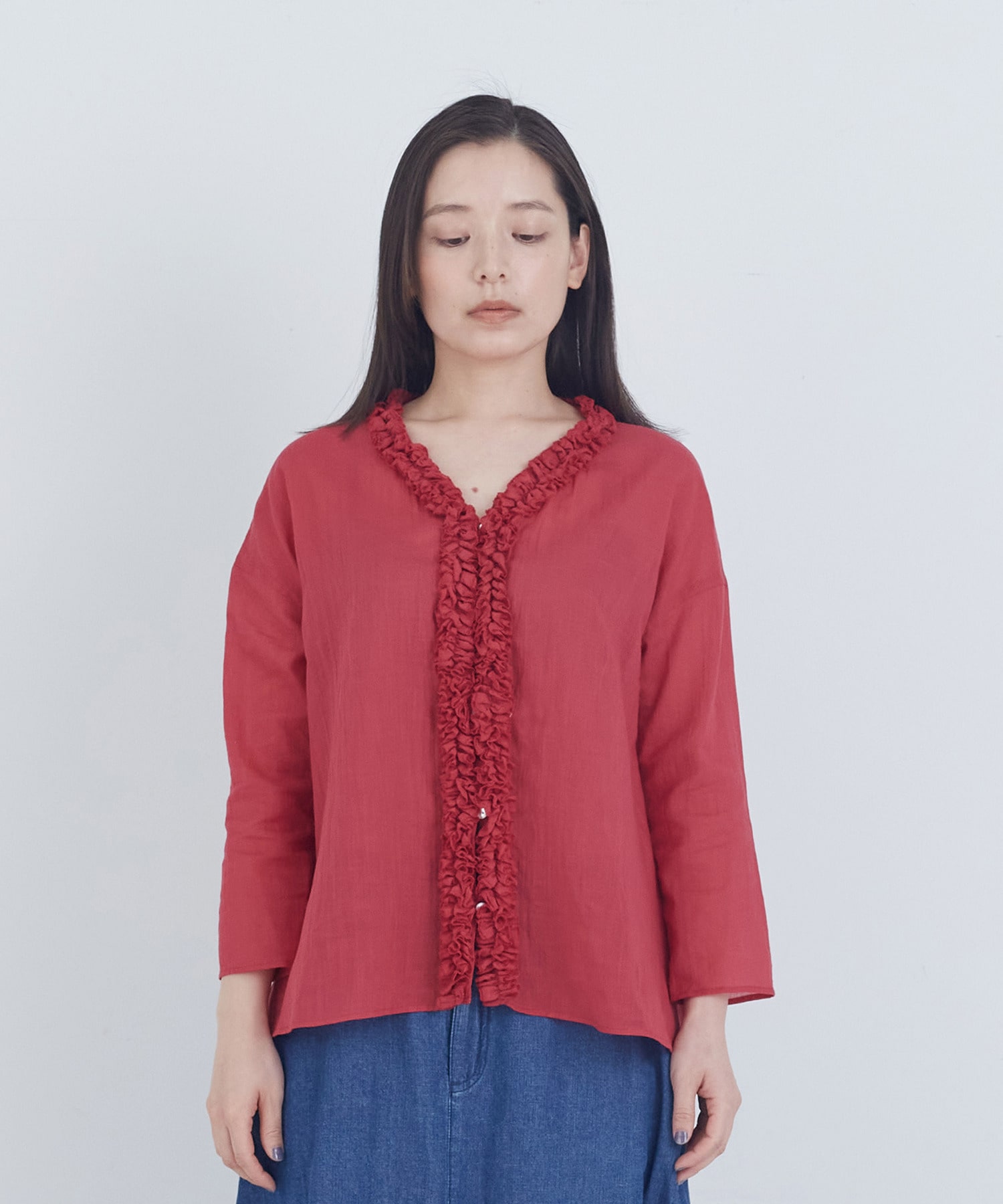 【ADIEU TRISTESSE】フリルトリミングブラウス 詳細画像 レッド 17