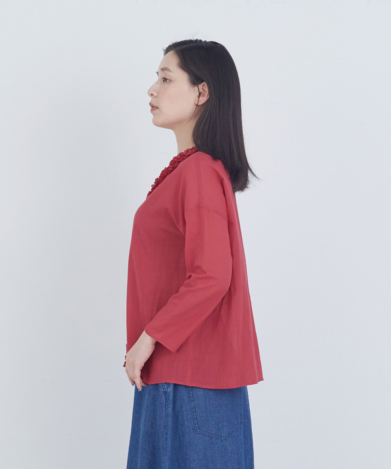 【ADIEU TRISTESSE】フリルトリミングブラウス 詳細画像 レッド 18