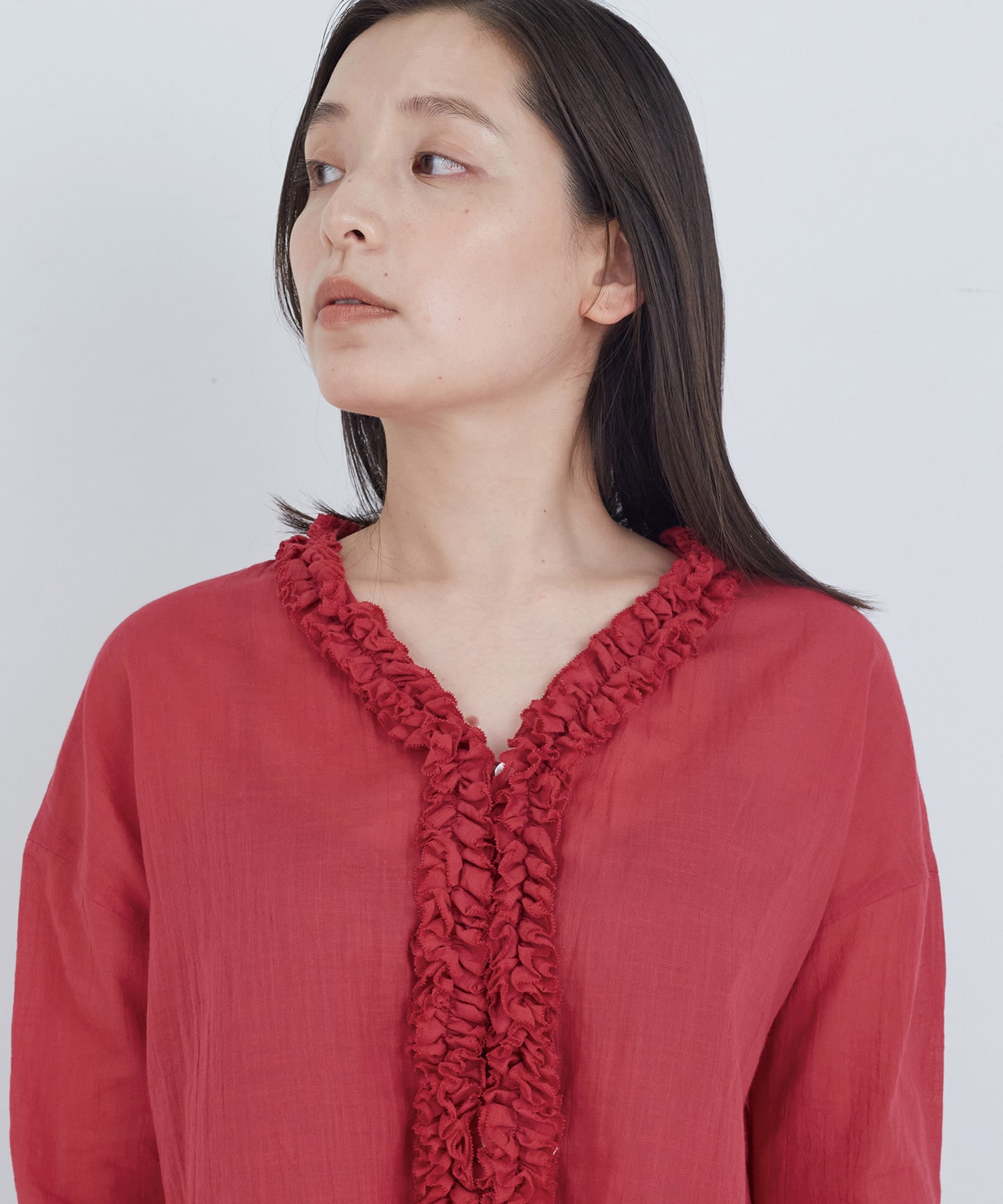【ADIEU TRISTESSE】フリルトリミングブラウス 詳細画像 レッド 20