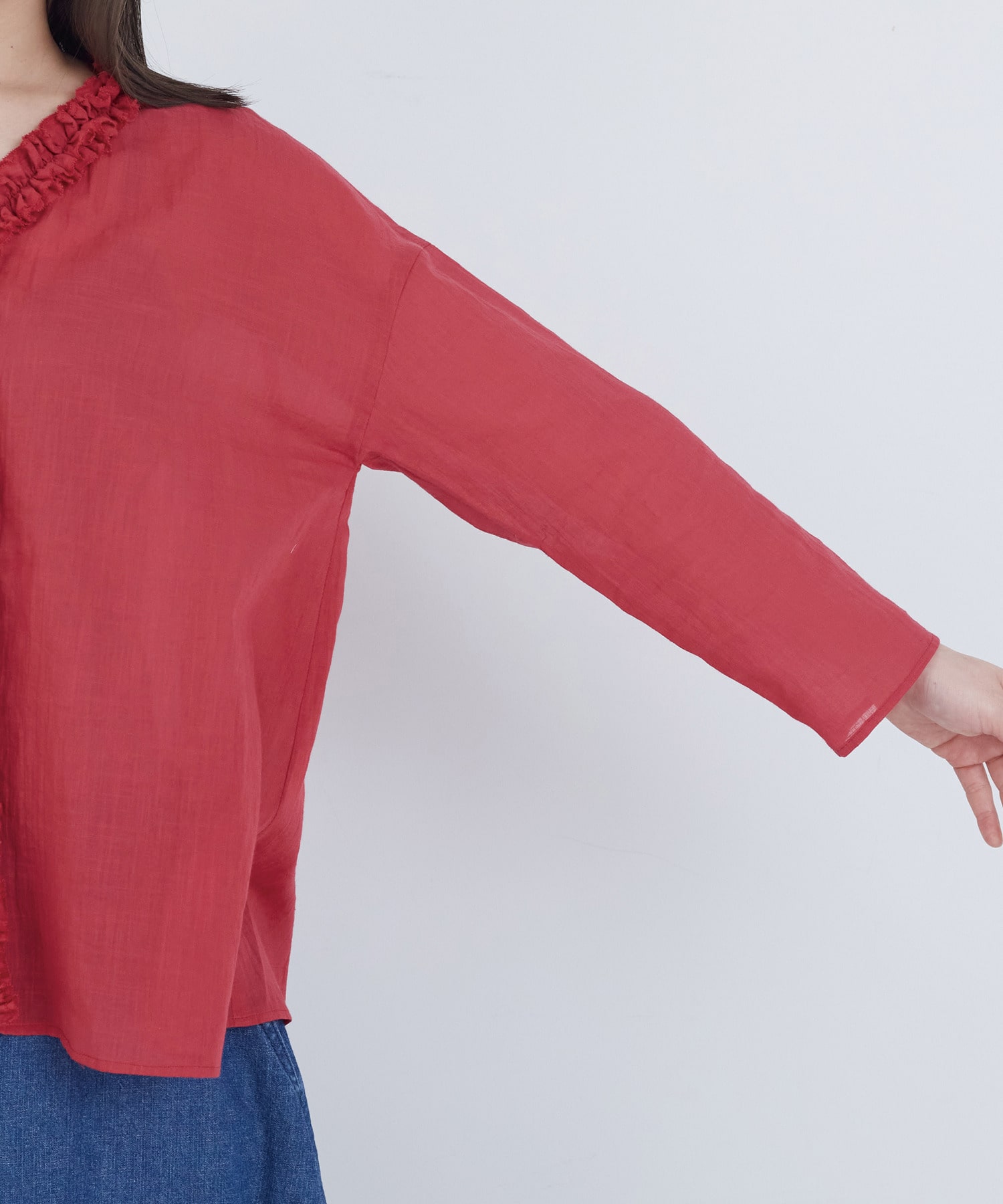 【ADIEU TRISTESSE】フリルトリミングブラウス 詳細画像 レッド 23