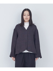 【ADIEU TRISTESSE】リネングレンチェックジャケット 詳細画像 ダークブラウン 5