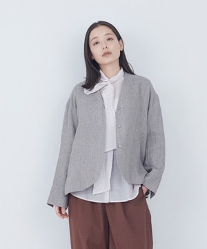 【ADIEU TRISTESSE】リネングレンチェックジャケット 詳細画像 グレー系その他 1