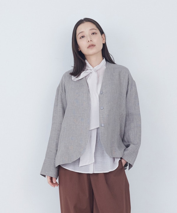 【ADIEU TRISTESSE】リネングレンチェックジャケット