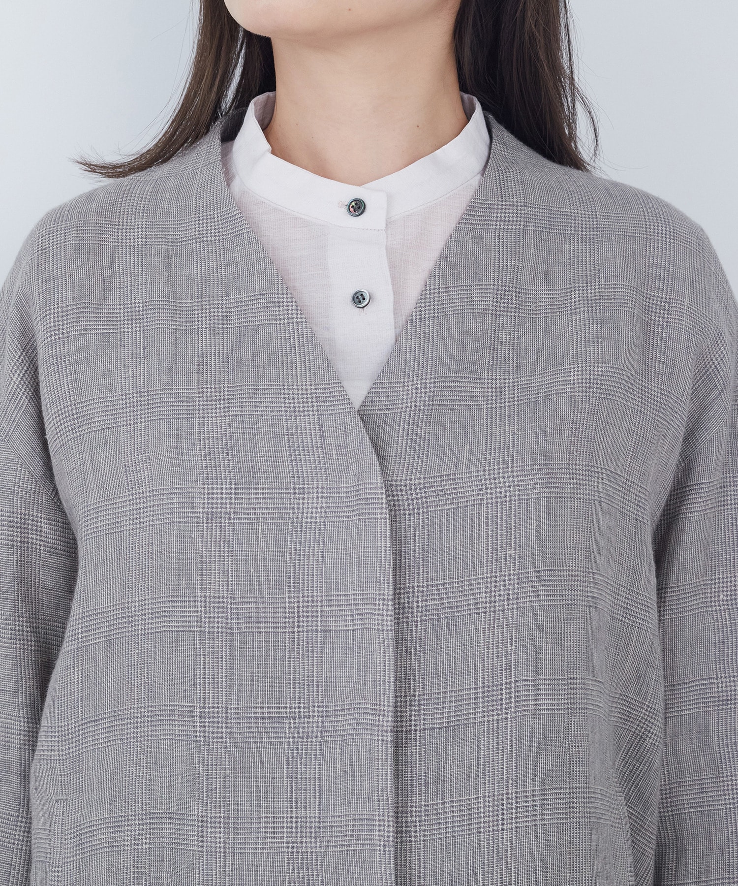 【ADIEU TRISTESSE】リネングレンチェックジャケット 詳細画像 ダークブラウン 15