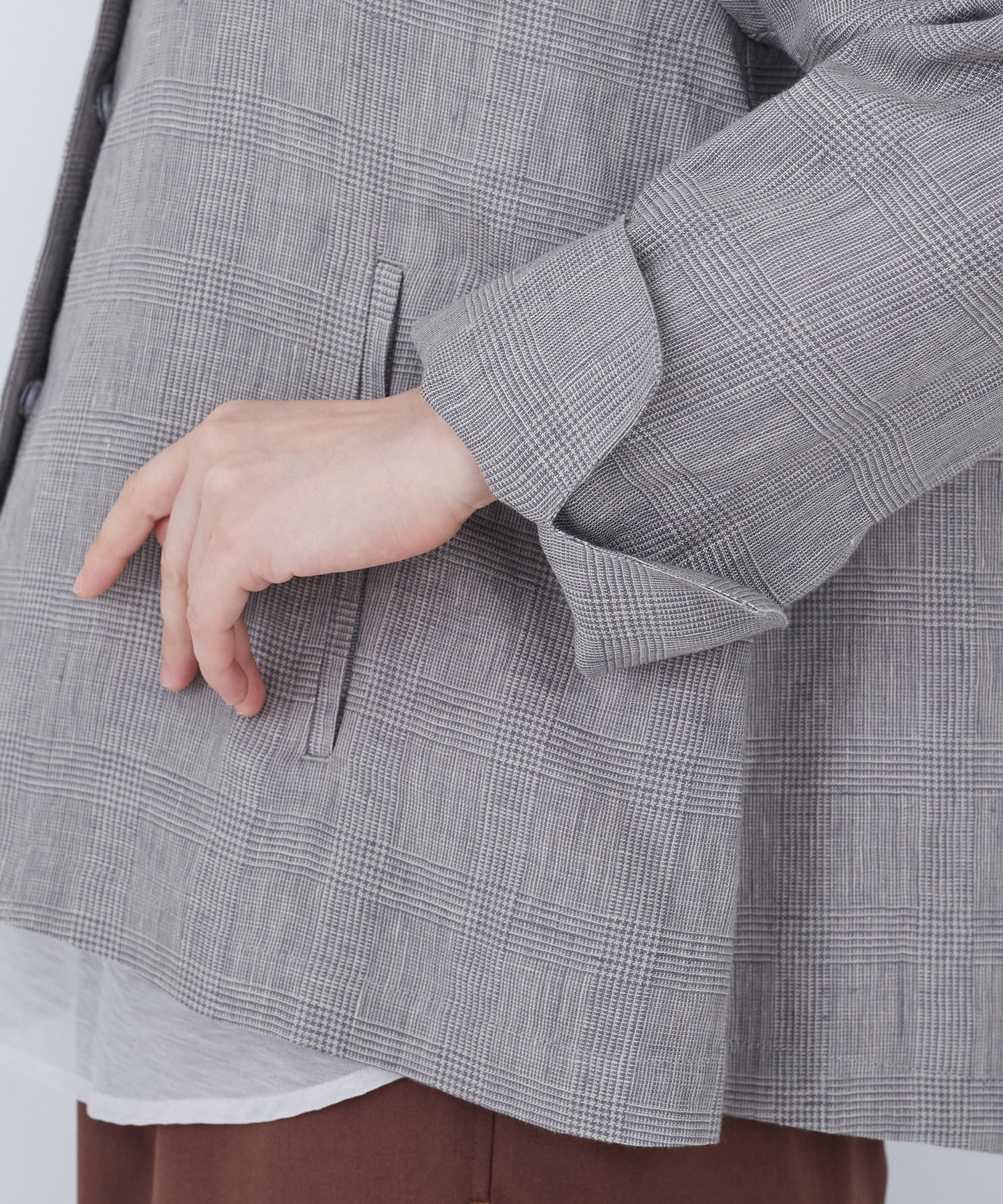 【ADIEU TRISTESSE】リネングレンチェックジャケット 詳細画像 ダークブラウン 18