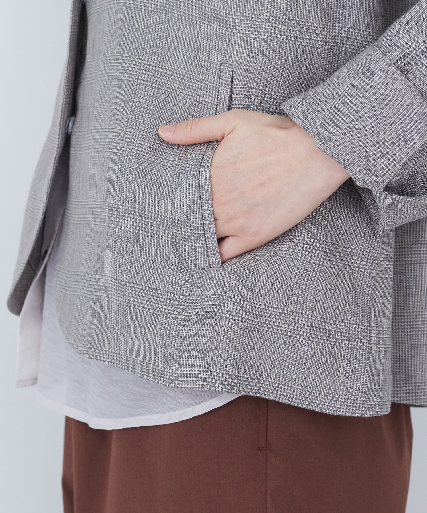 【ADIEU TRISTESSE】リネングレンチェックジャケット 詳細画像 ダークブラウン 19