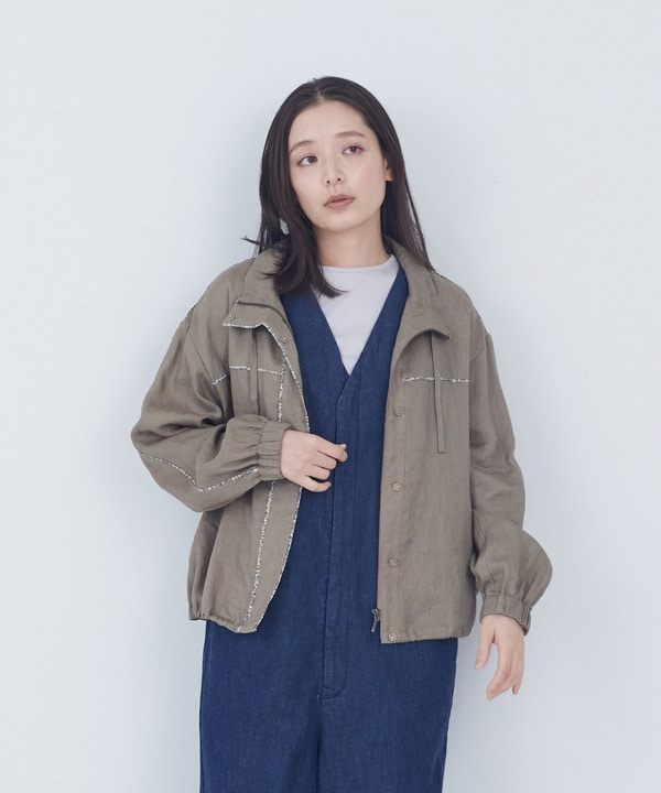 リバティプリントトリミングリネンブルゾン 詳細画像 ブラウン 1