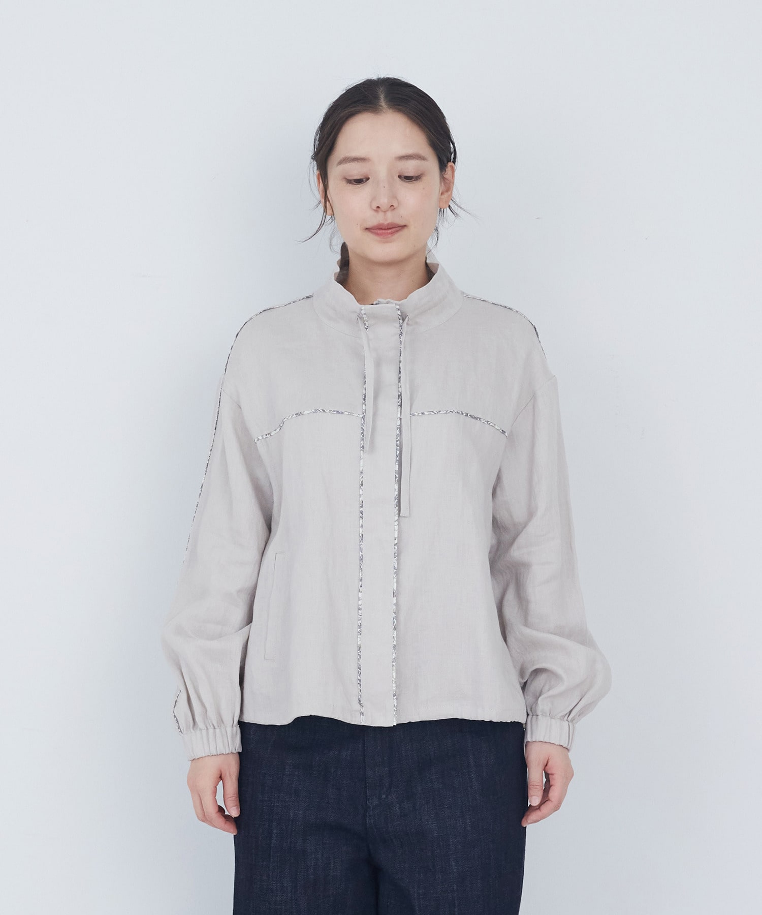 【ADIEU TRISTESSE】リバティプリントトリミングリネンブルゾン 詳細画像 ブラウン 11