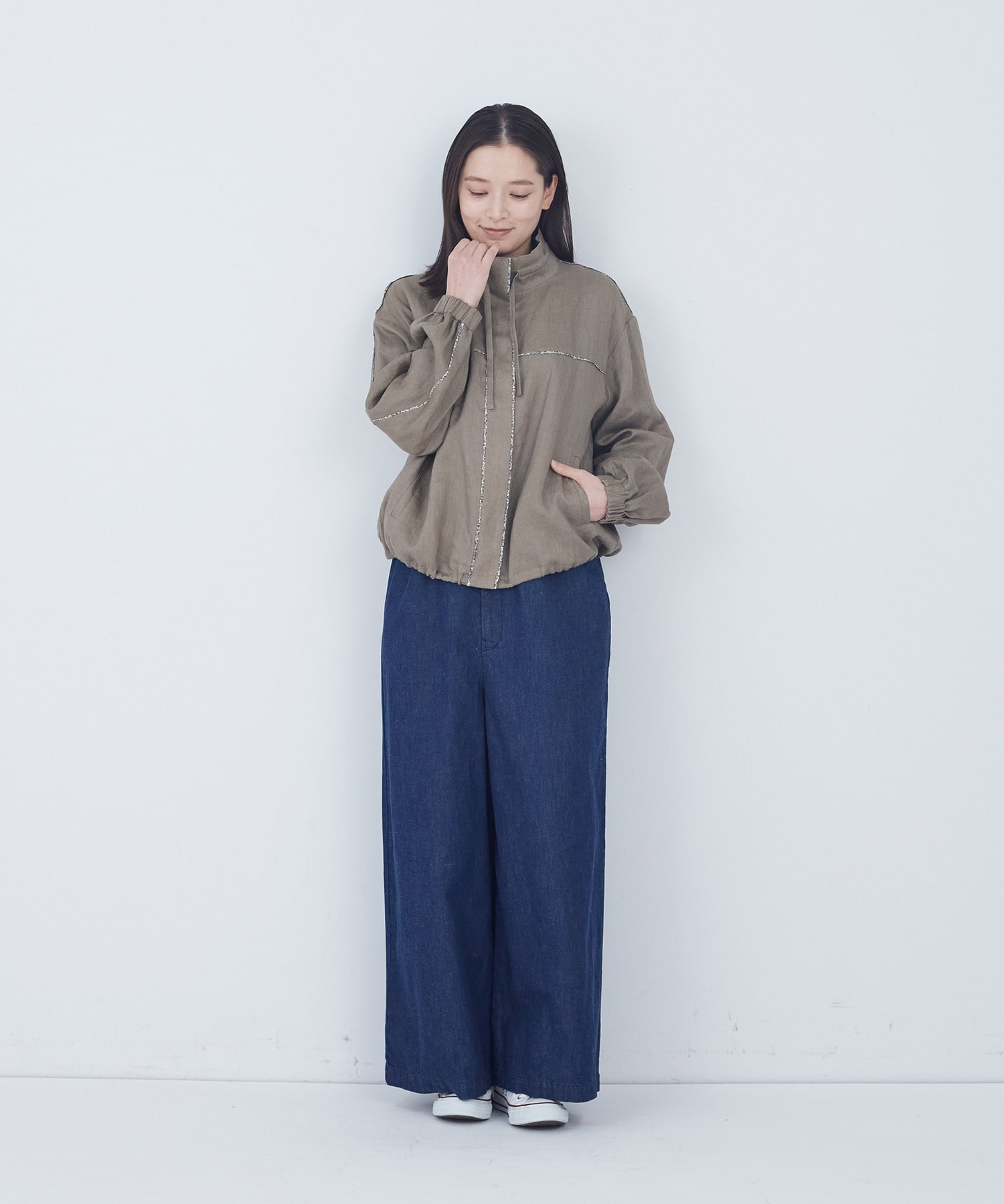 【ADIEU TRISTESSE】リバティプリントトリミングリネンブルゾン 詳細画像 ブラウン 4