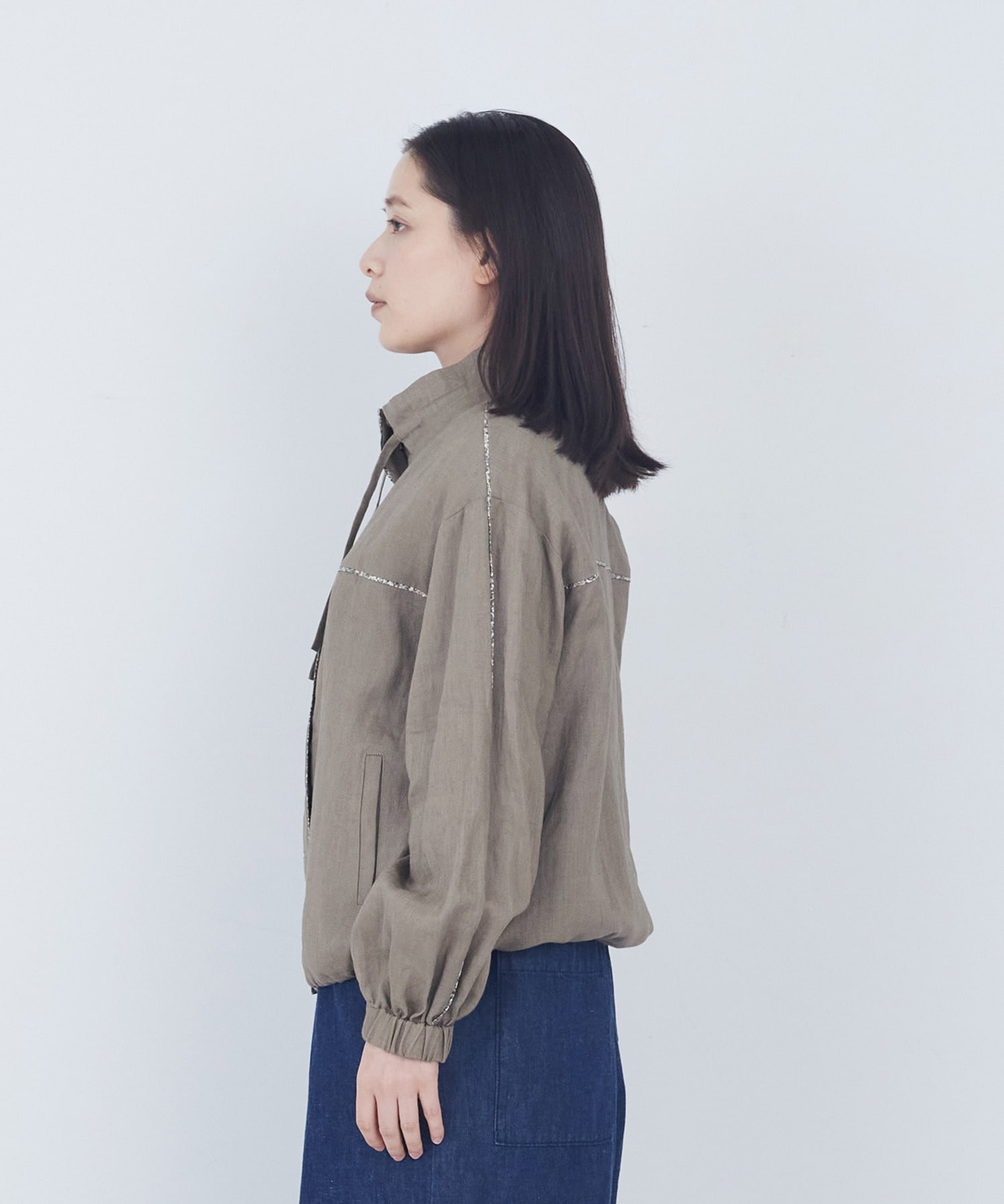 【ADIEU TRISTESSE】リバティプリントトリミングリネンブルゾン 詳細画像 ブラウン 6