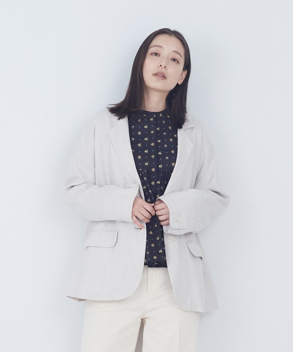 リネン和紙ヘリンボンジャケット 詳細画像 キナリ 1