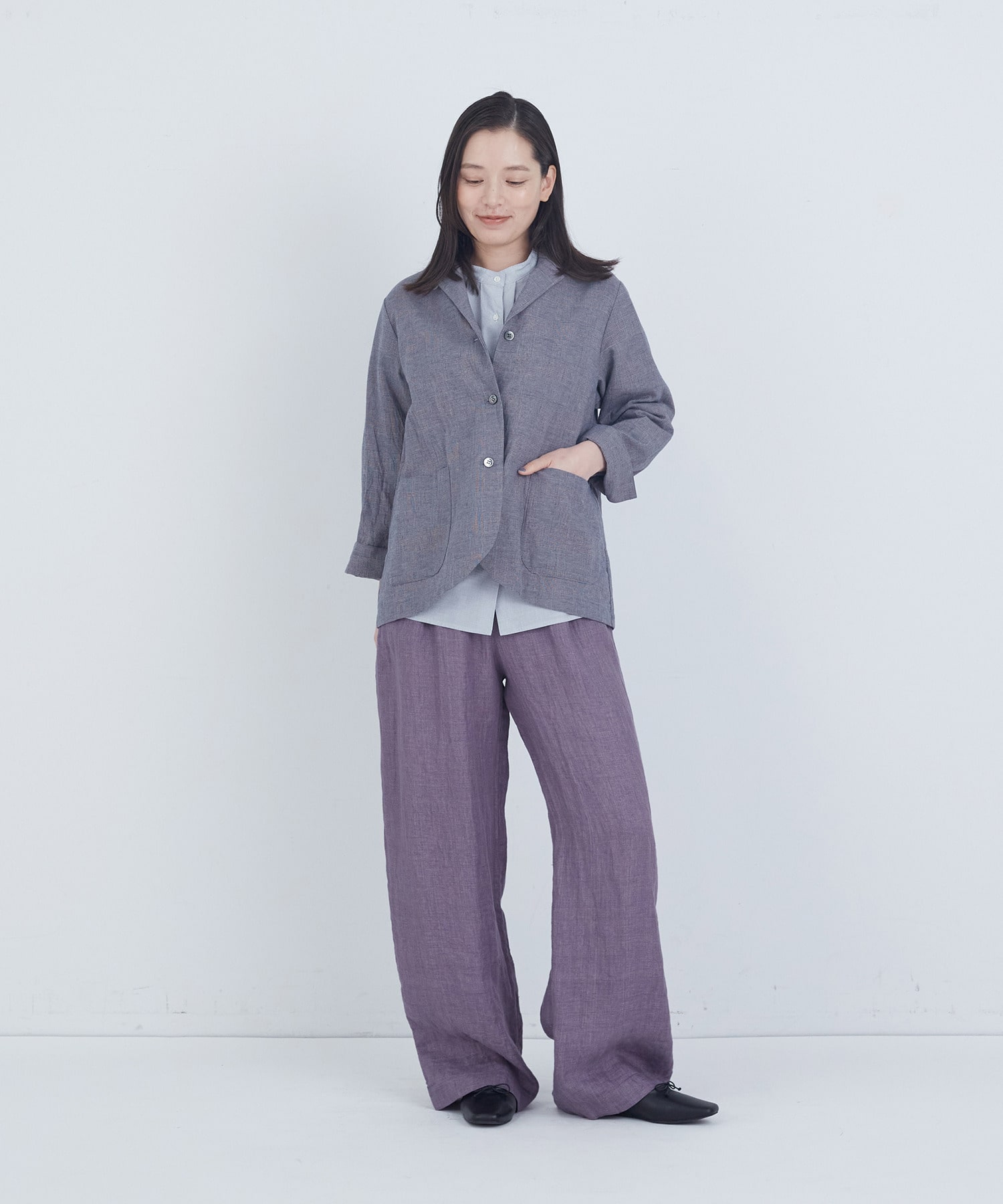 【ADIEU TRISTESSE】コットンリネンジャケット 詳細画像 ブルー系その他 11