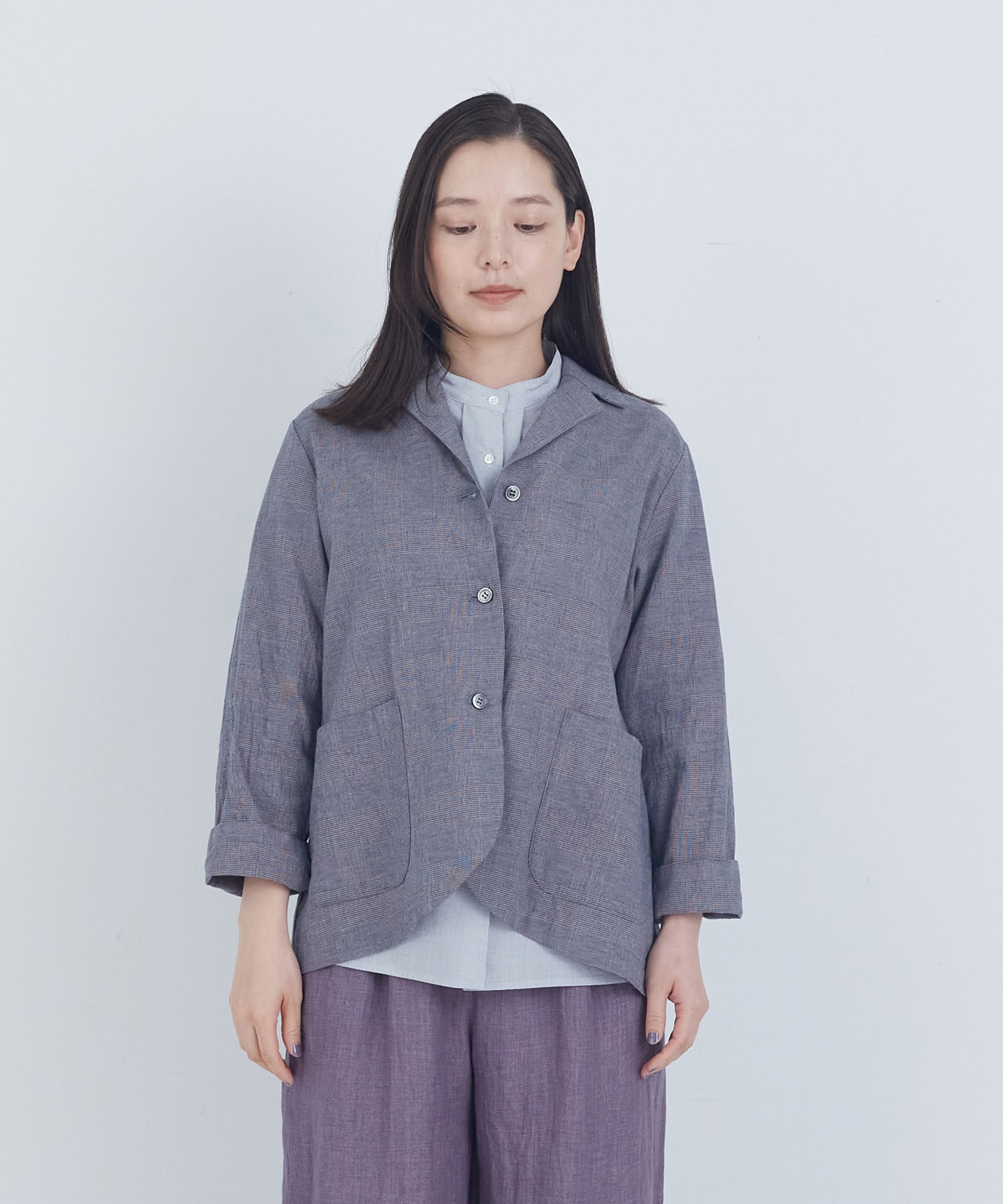【ADIEU TRISTESSE】コットンリネンジャケット 詳細画像 ブルー系その他 12