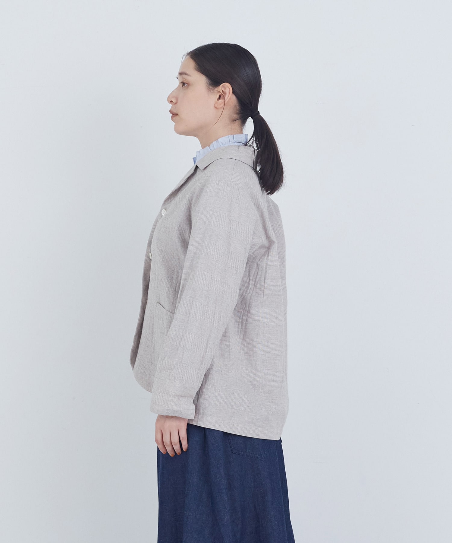 【ADIEU TRISTESSE】コットンリネンジャケット 詳細画像 ブルー系その他 6